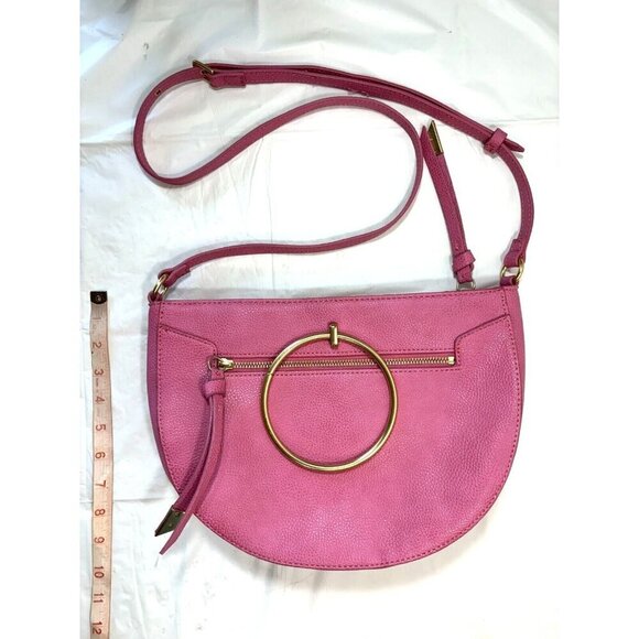 Foley & Corinna Rose Pink Faux Leather Limelight City Crescent Handbag - Picture 3 of 14